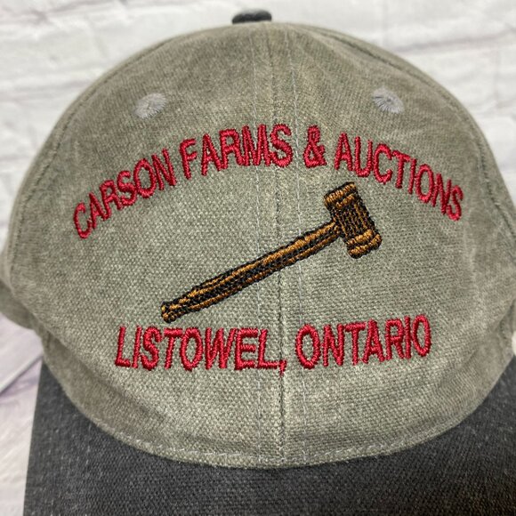 Vintage Hat Cap Strap Back Gray Carson Farms & Auctions LISTOWEL Ontario Canada - Picture 6 of 9